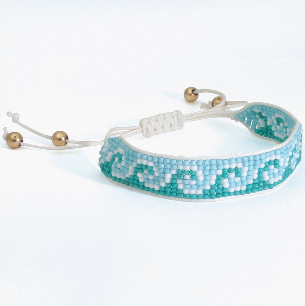 Periwinkle Beaded Aqua Waves Bracelet