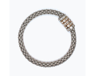 Periwinkle Crystal Rondelles on Silver Weave Chain