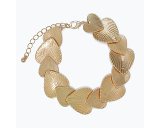 Periwinkle Linked Gold Hearts with Radial Texture