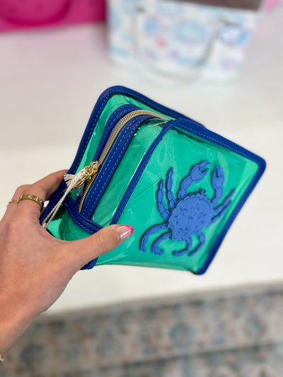 Spartina Clear Cosmetic Case Blue Crab