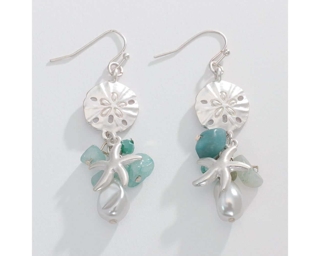 Matte Silver Sea Life Periwinkle Earrings