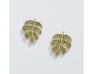 Gold Periwinkle Monstera Leaf Studs