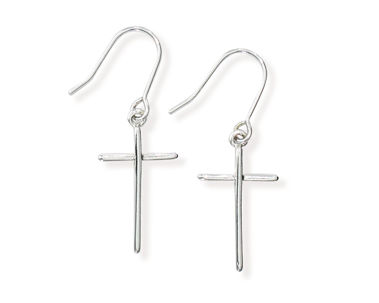 Periwinkle Silver Cross Earrings