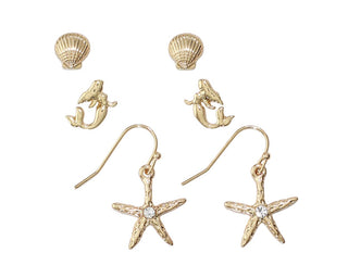 Periwinkle Bright Gold Sea Life Earrings