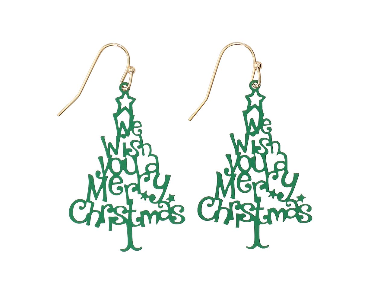 Periwinkle Merry Christmas Tree Earrings