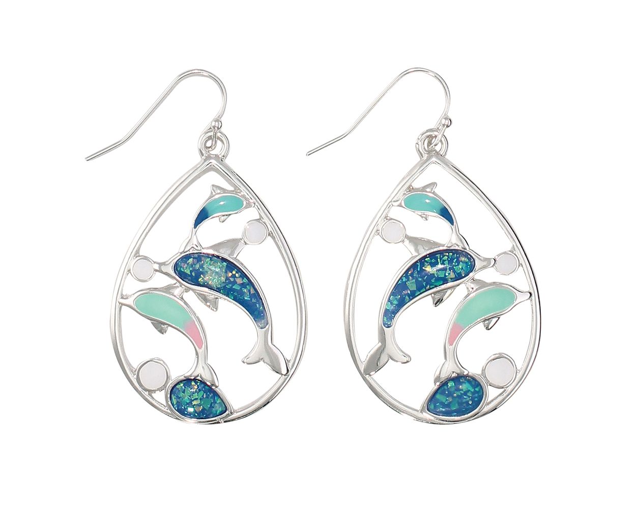 Periwinkle Glitter Blue Dolphin Earrings