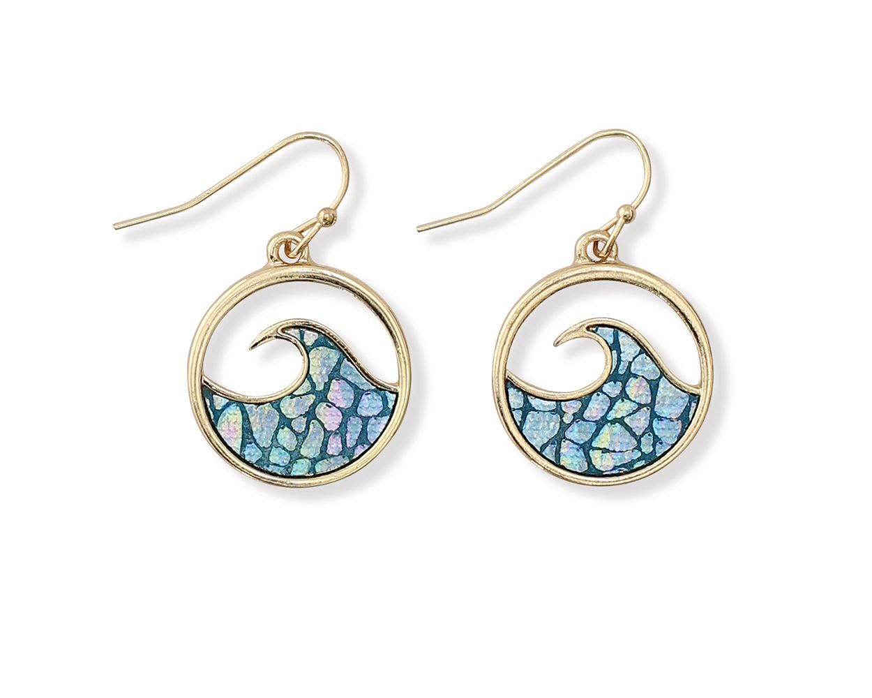 Periwinkle Blue Mosaic Wave Earrings