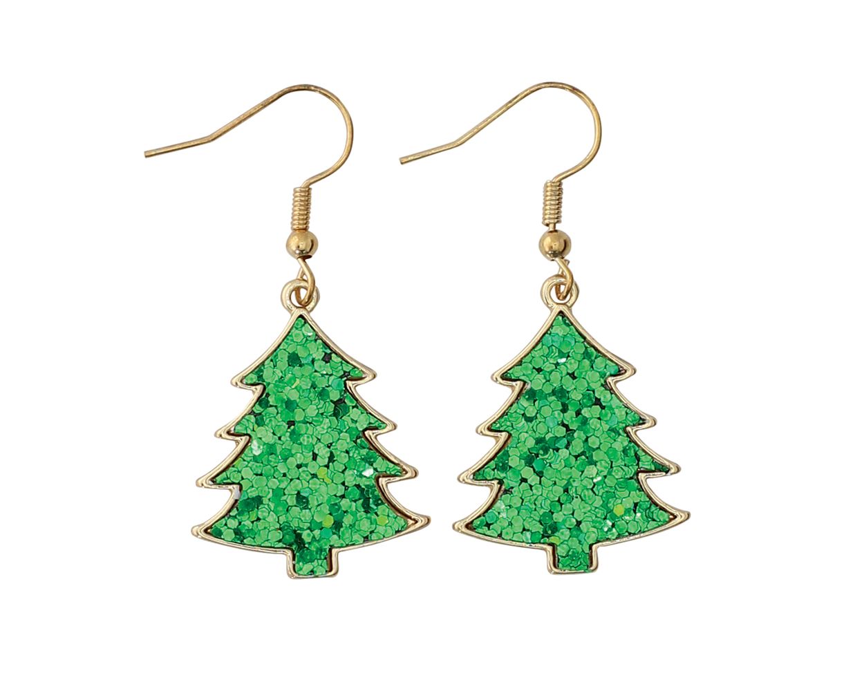 Periwinkle Green Sequin Trees Earrings