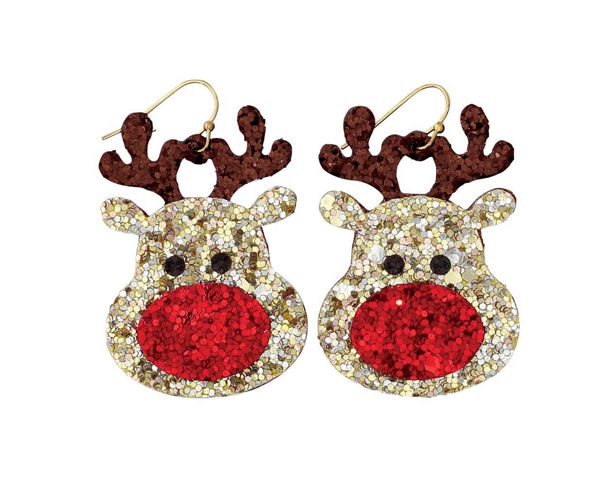 Periwinkle Glitter Rudolph Earrings