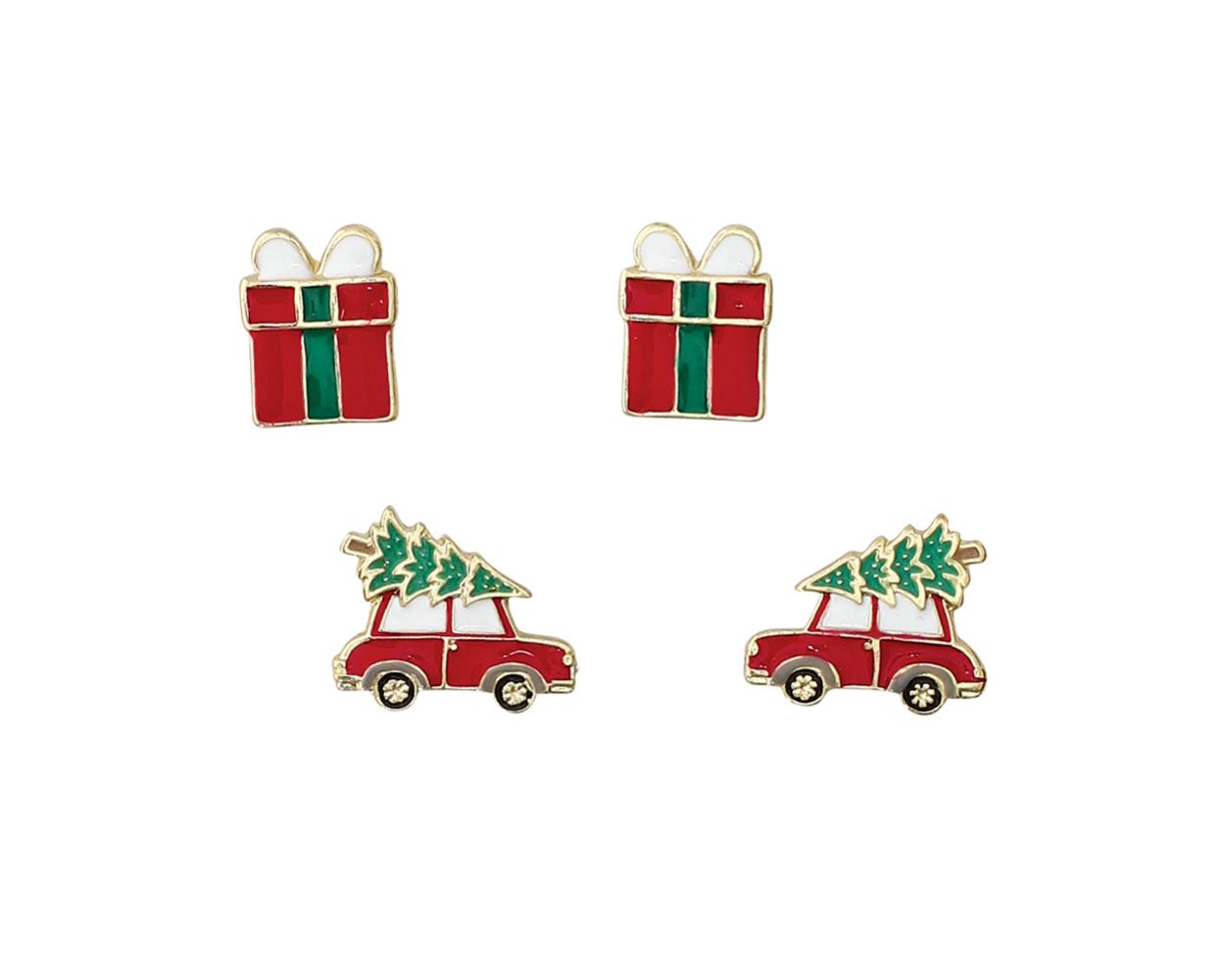Periwinkle Presents and Cars w Trees Earrings