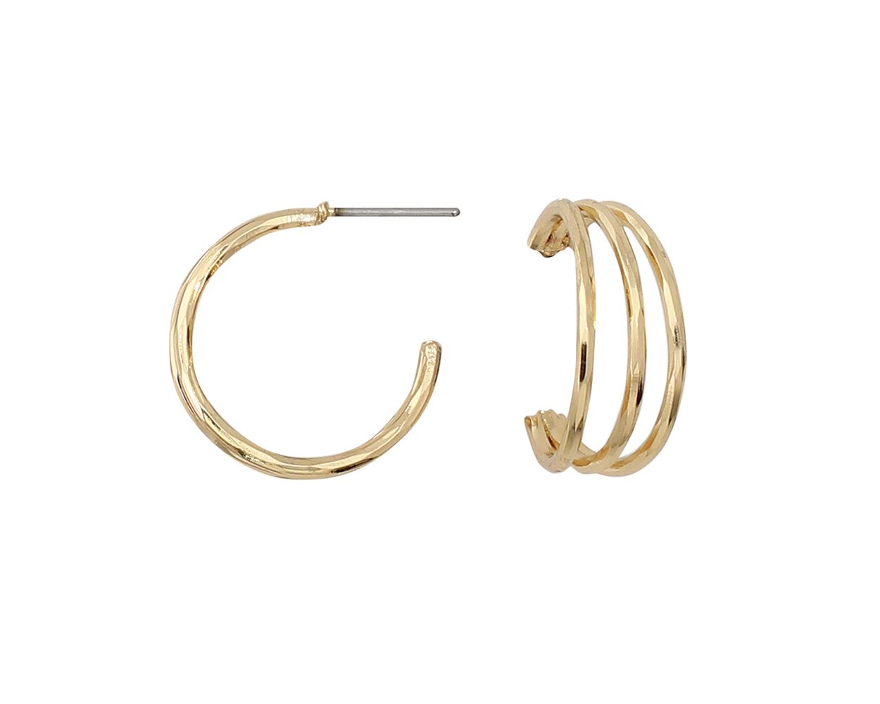 Periwinkle Gold Tri Hoop