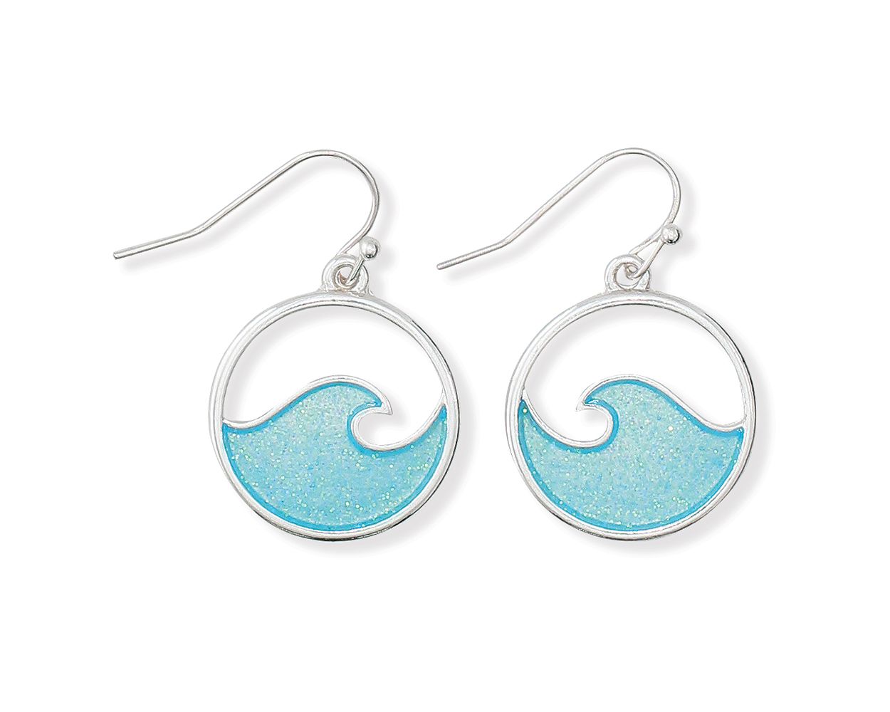 Periwinkle Aqua Glitter Wave Earrings