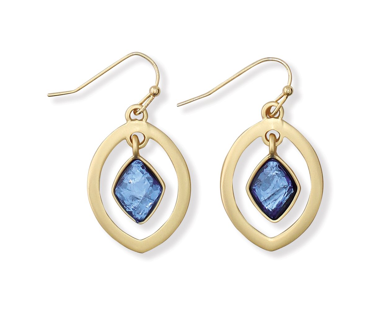 Periwinkle Matte Gold Blue Earrings