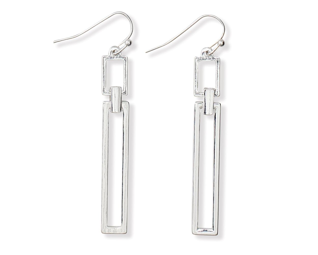 Periwinkle Polished Silver Rectangle Earrings