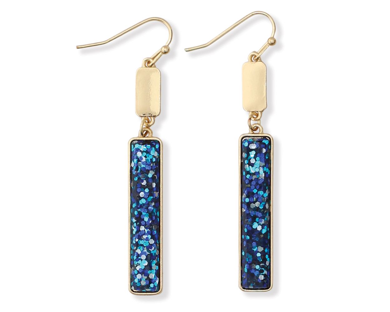 Periwinkle Gold and Blue Glitter Earrings