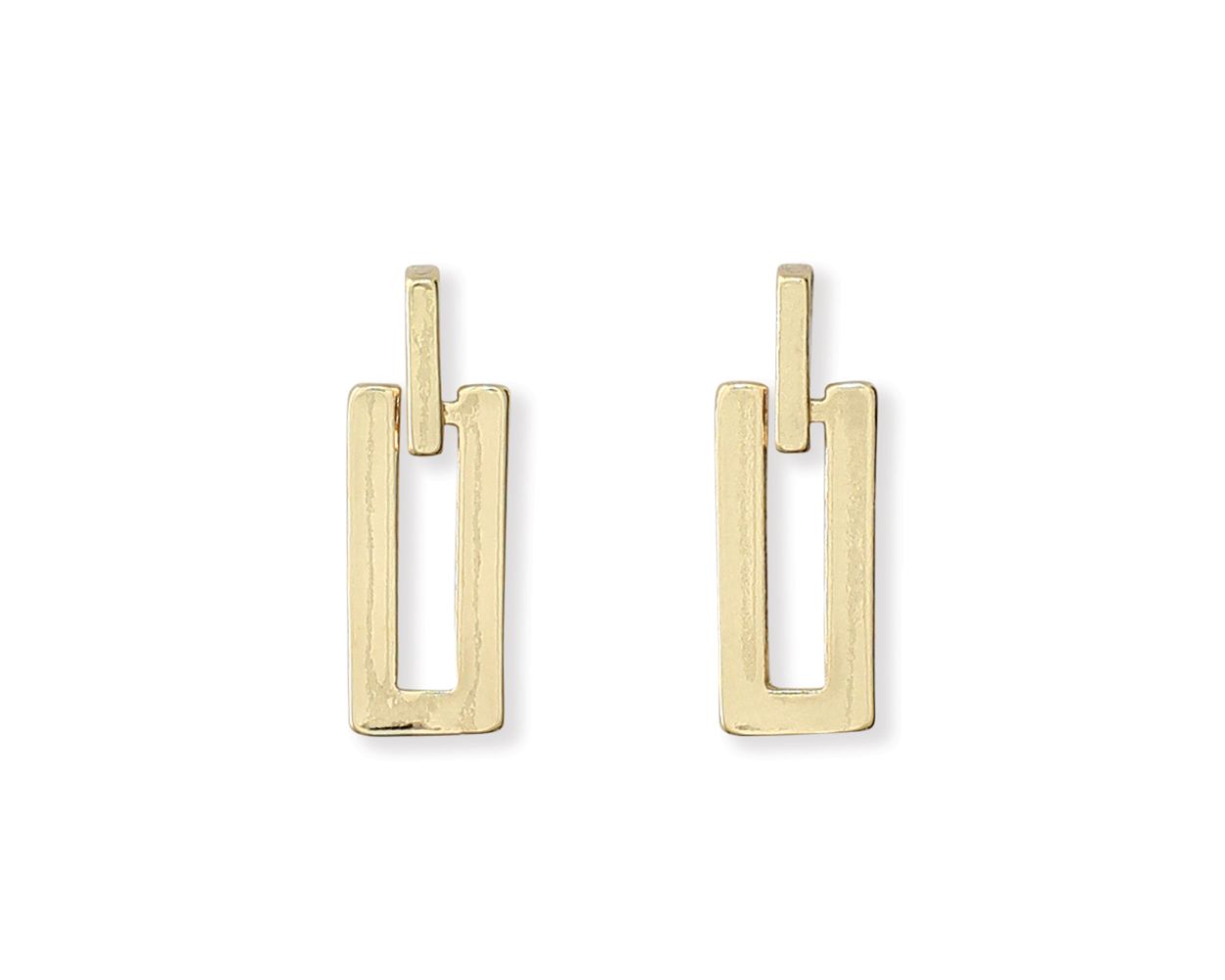Periwinkle Gold Rectangle Earrings