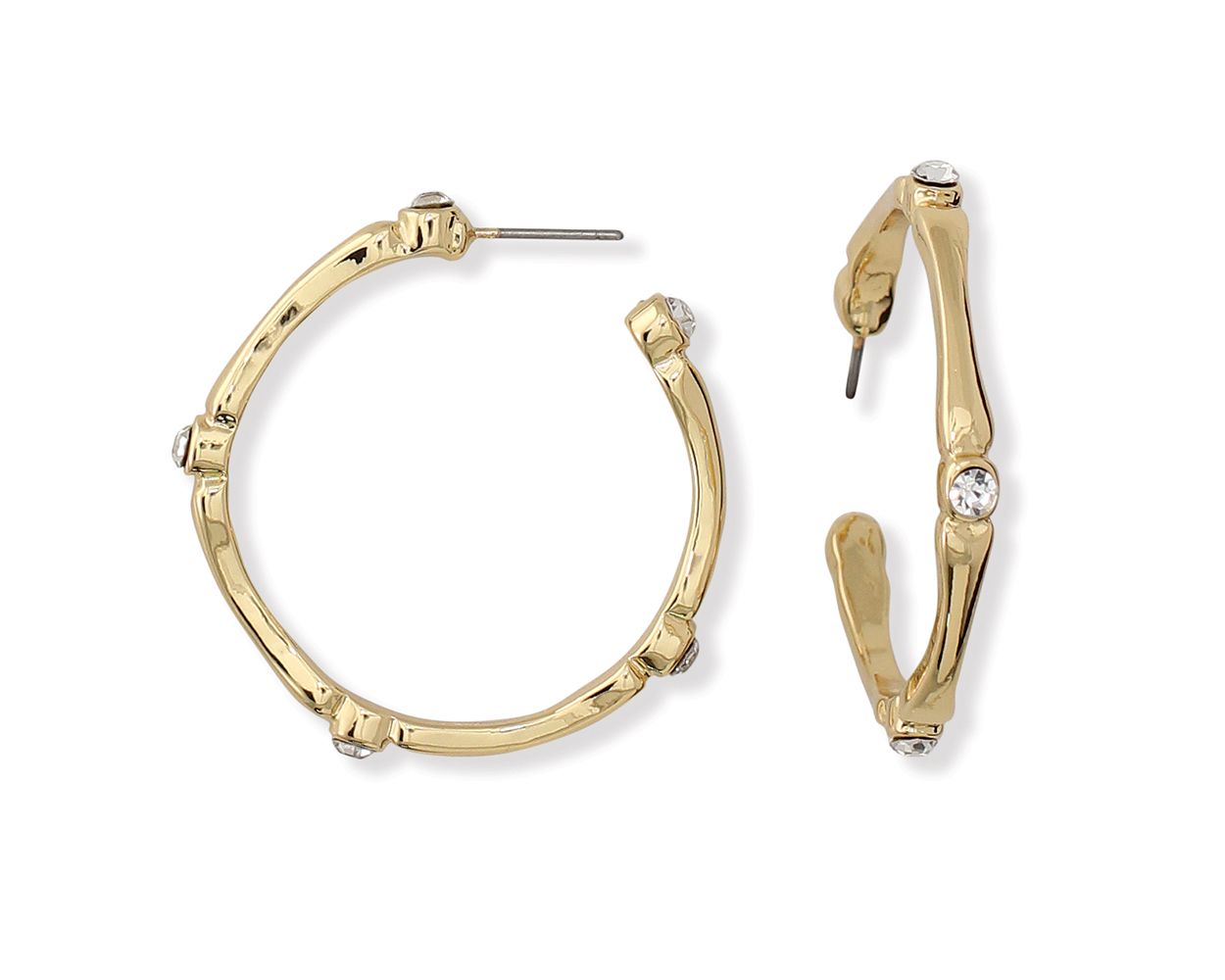 Periwinkle Gold Hoop Crystal Earrings