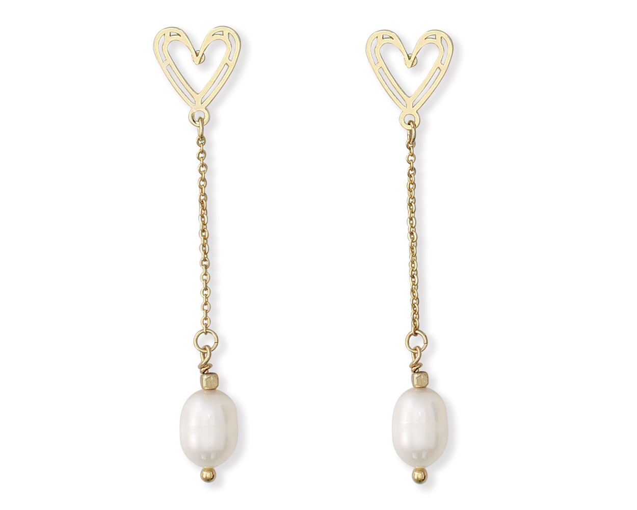 Periwinkle Gold Heart Pearl Earrings