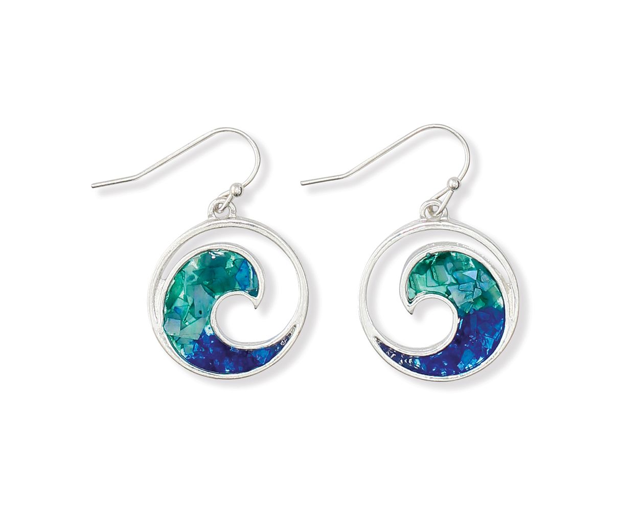 Periwinkle Blue Silver Wave Earrings