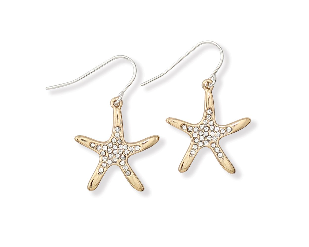 Periwinkle Gold Crystal Starfish Earrings