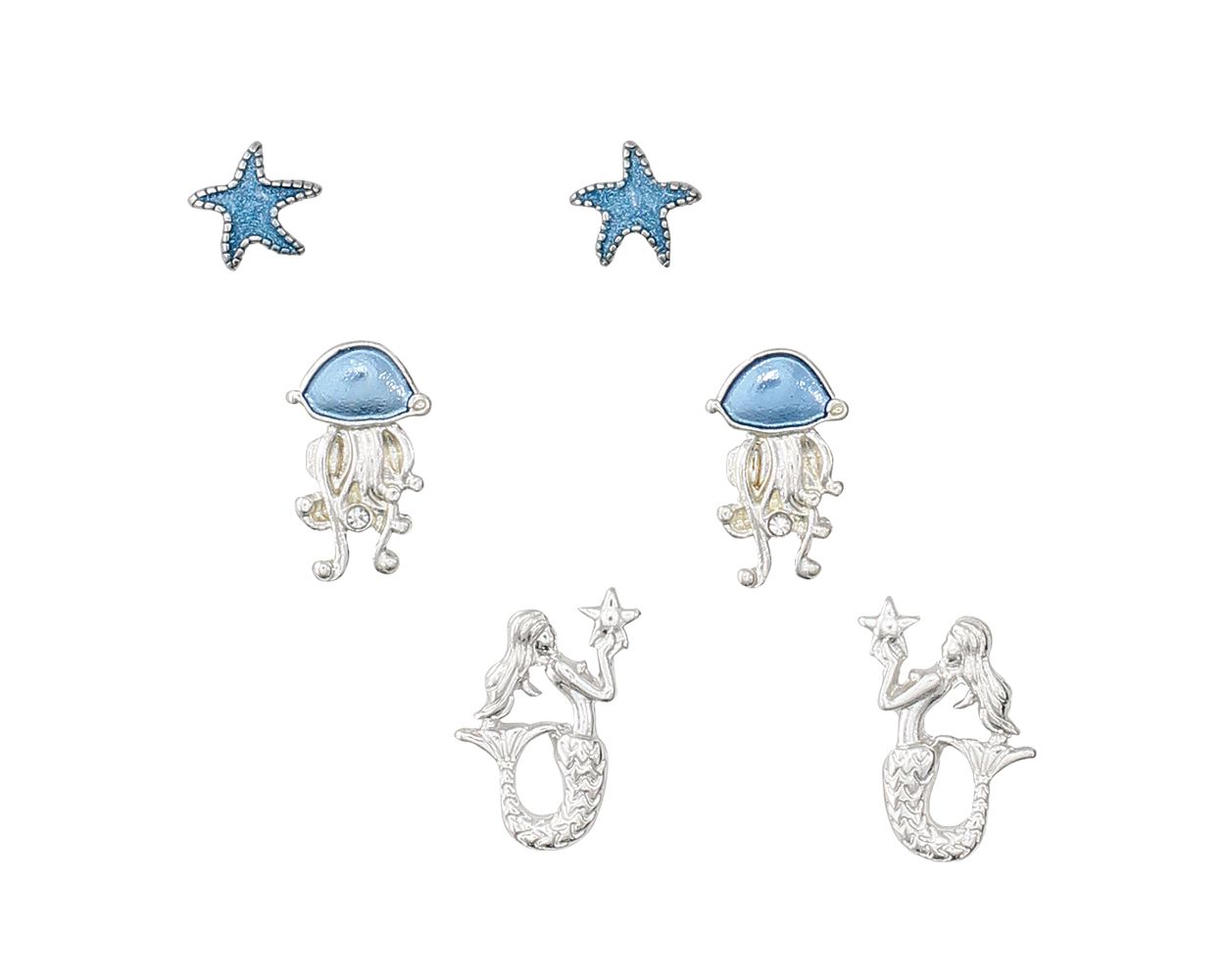 Periwinkle Blue Jellyfish Mermaid Earring Set