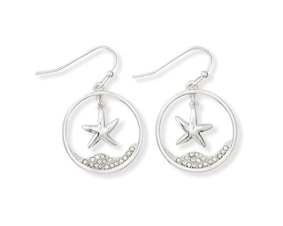 Periwinkle Silver Starfish Round Earrings