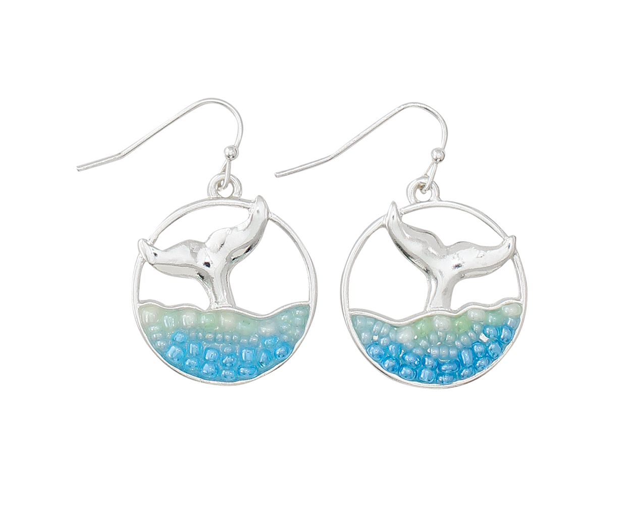 Periwinkle Whale Tail Bead Earrings