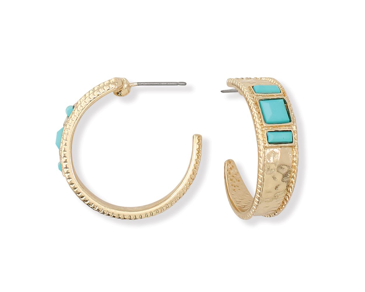 Periwinkle Dark Mint Gold Hoops