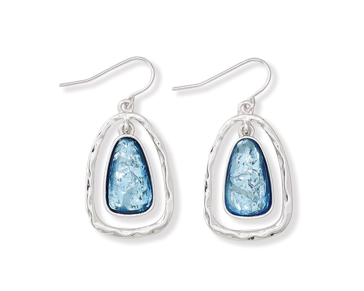 Periwinkle Blue Hammered Earrings