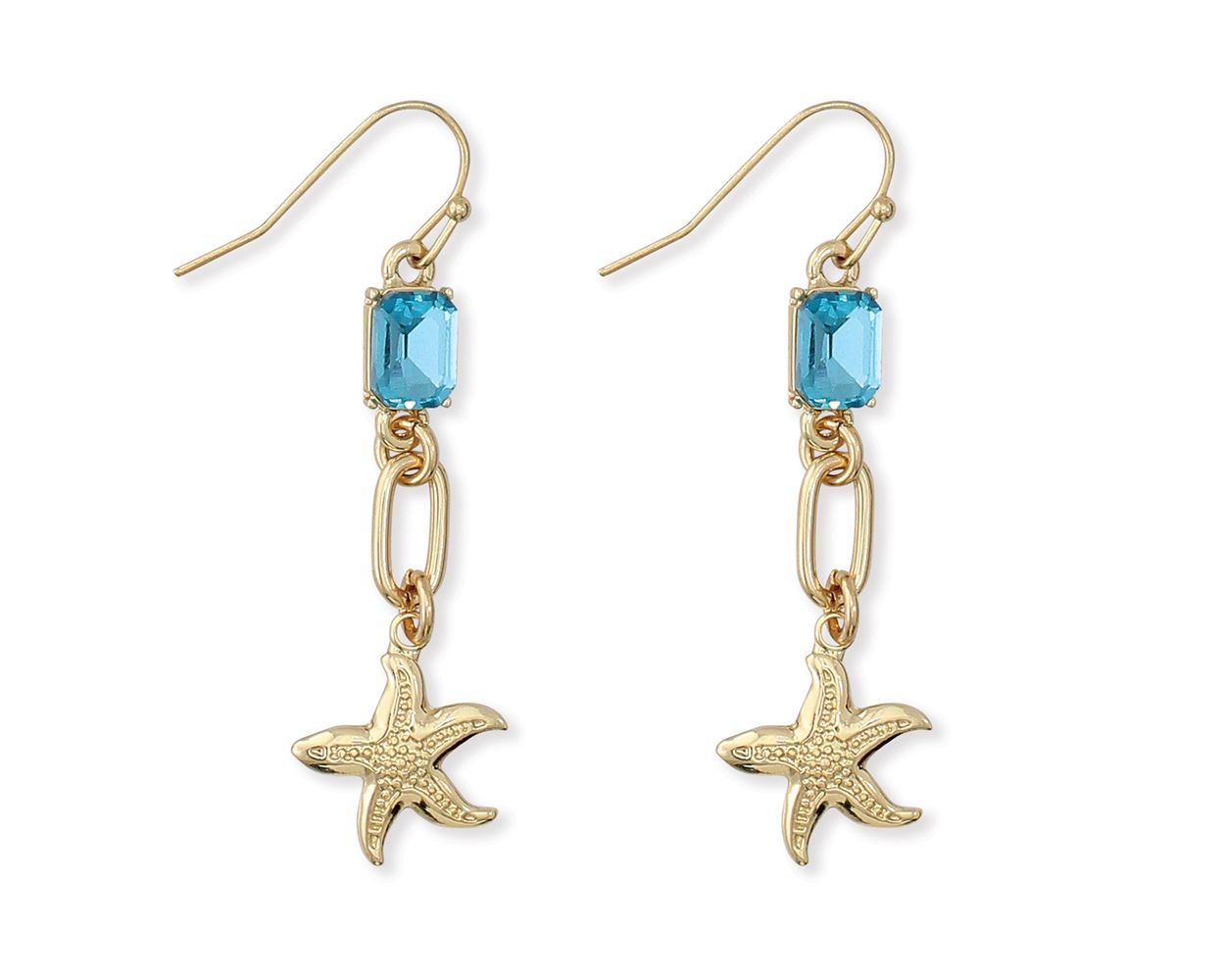 Periwinkle Aqua Gold Starfish Earrings