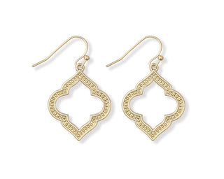 Periwinkle Ornate Gold Drop Earrings