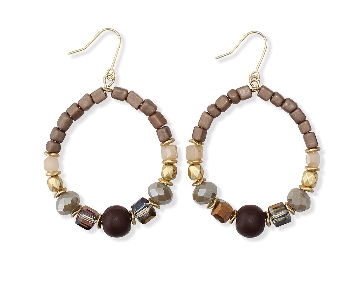 Periwinkle Mocha Beaded Hoops