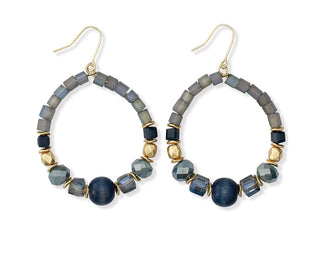 Periwinkle Blue Beaded Hoops