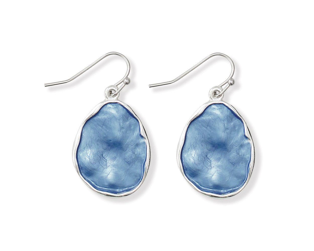 Periwinkle Blue Enamel Round Earrings