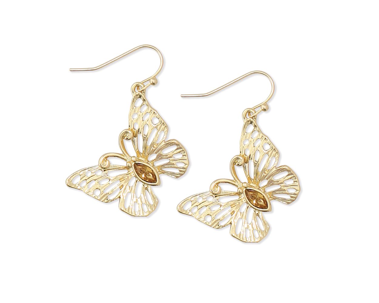 Periwinkle Gold Crystal Butterfly Earrings