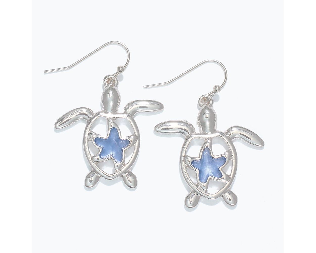 Open Silver Turtle Earrings