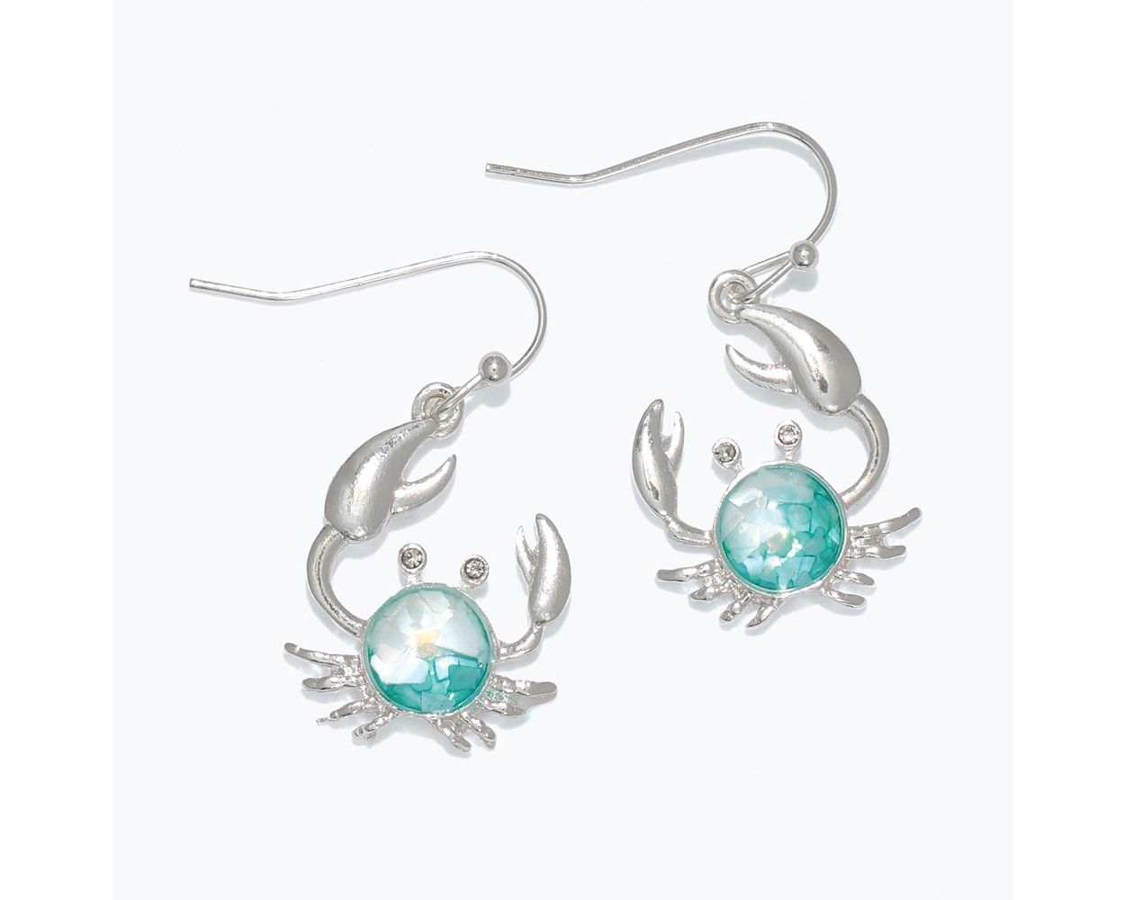 Silver Crystal Crab Earrings