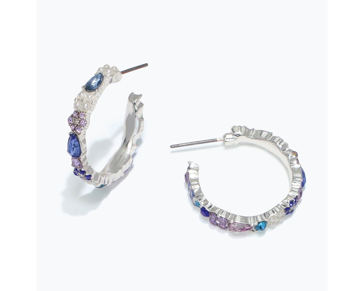 Blue Shades Silver Hoops