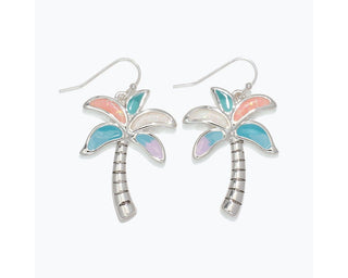Glitter Silver Palm Tree Earrings