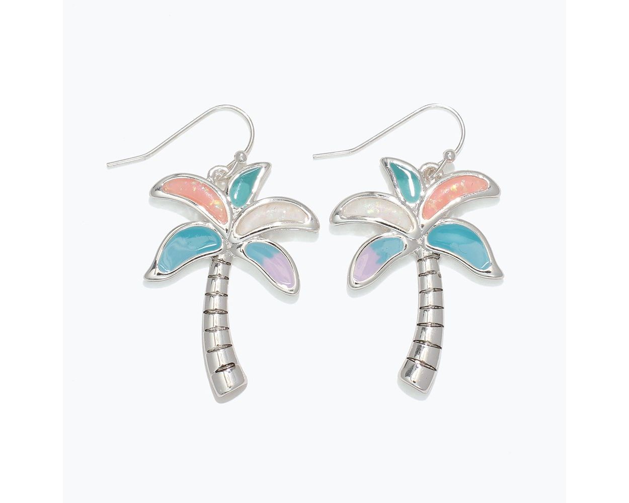 Glitter Silver Palm Tree Earrings