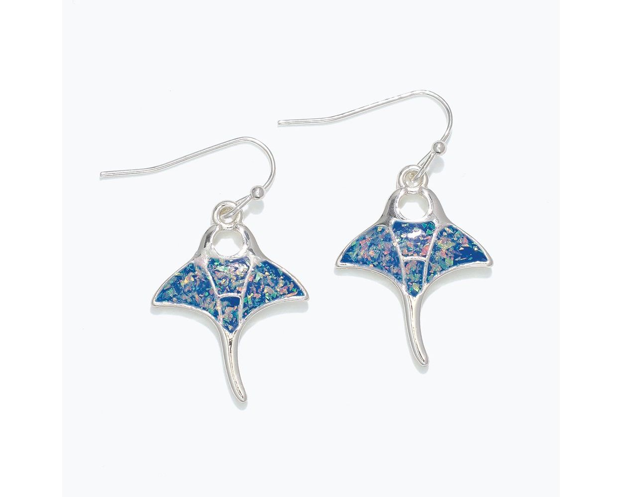 Glittery Blue Stingray Earrings