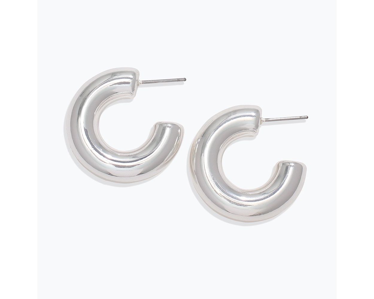 Chunky Silver Hoop Earrings