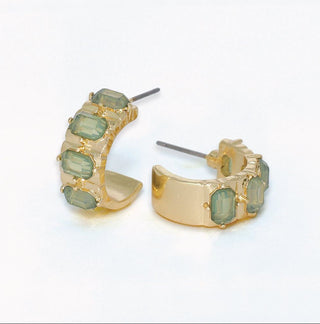 Periwinkle Faceted Sage Green Hoops