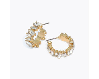 Periwinkle Baguette Crystal Gold Huggies
