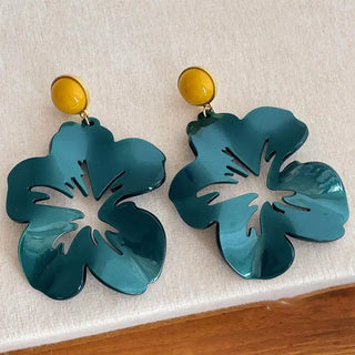 Vintage Color Block Flower Stud Earrings