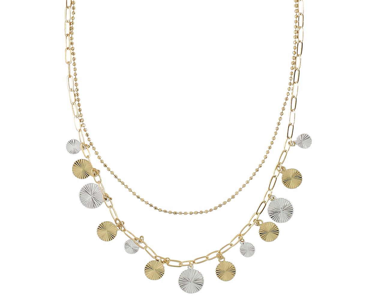 Periwinkle Two-Tone Disc Necklace