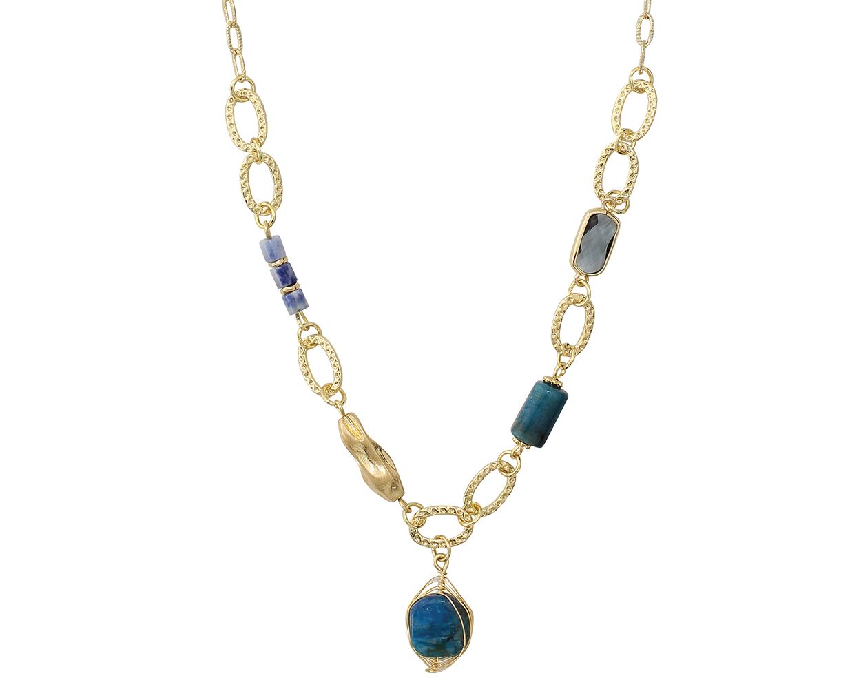 Periwinkle Blue Agate Gold Necklace