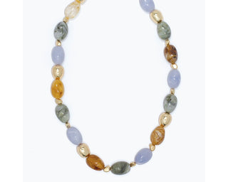 Periwinkle Statement Beads in Gold and Soft Marbled Hues