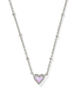 Mini Ari Heart Necklace Silver Bubblegum Pink