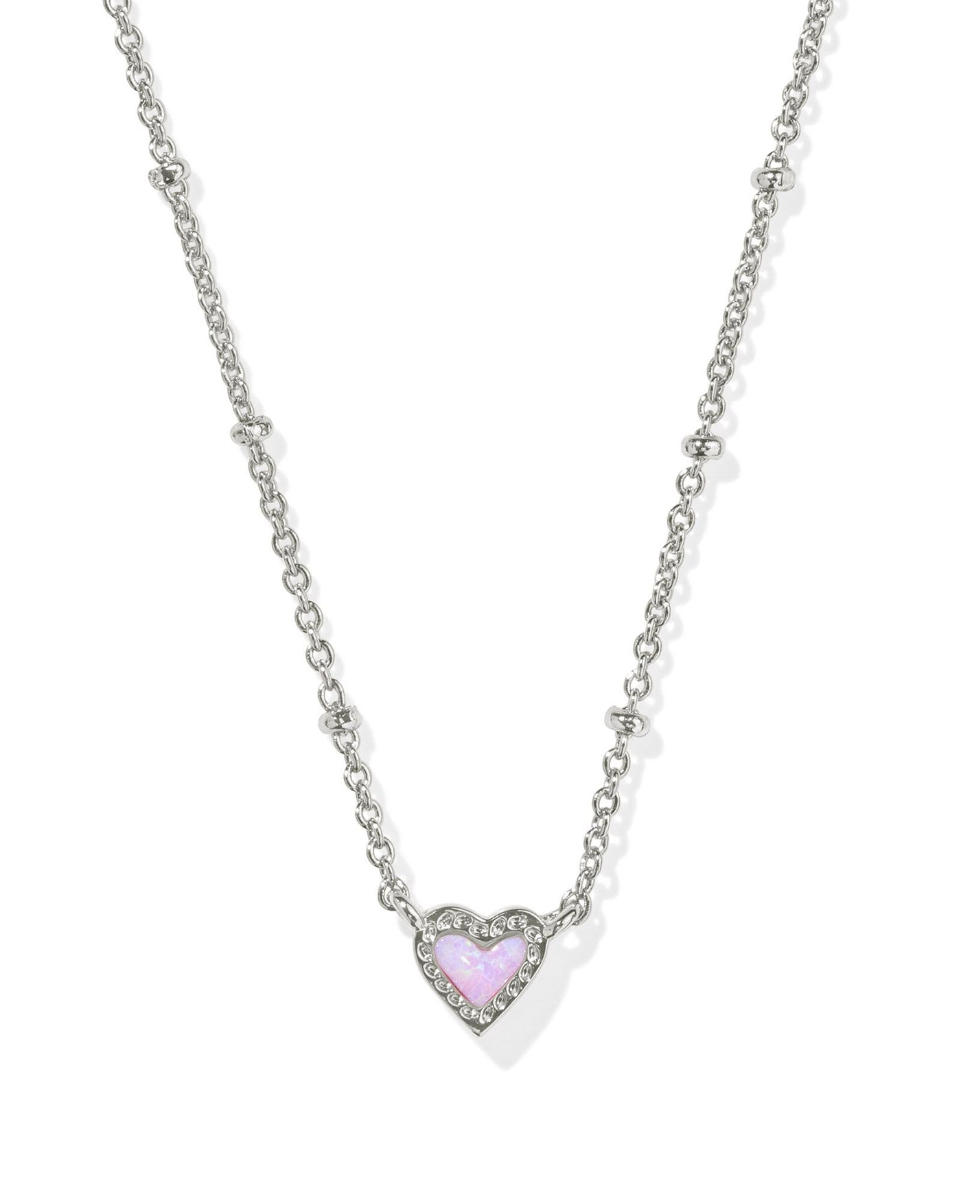 Mini Ari Heart Necklace Silver Bubblegum Pink